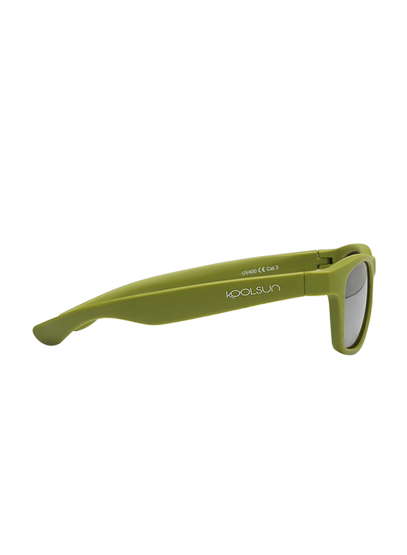 Koolsun Full Rim Wave Sunglasses Kids Unisex, Mirrored Silver Lens, KS-WAOB003, 3-10 years, Army Green