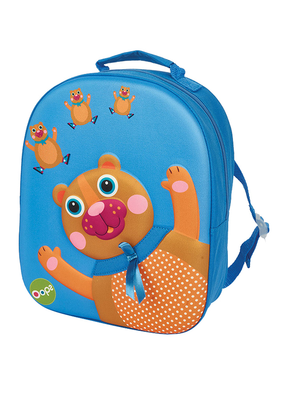 Oops Easy Backpack Bag for Kids, Chocolat Au Lait (Bear), Blue