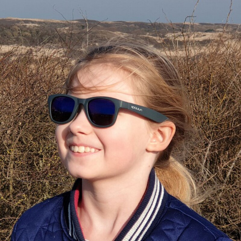Koolsun Full Rim Wave Sunglasses Kids Unisex, Mirrored Silver Lens, KS-WAGM003, 3-10 years, Gunmetal