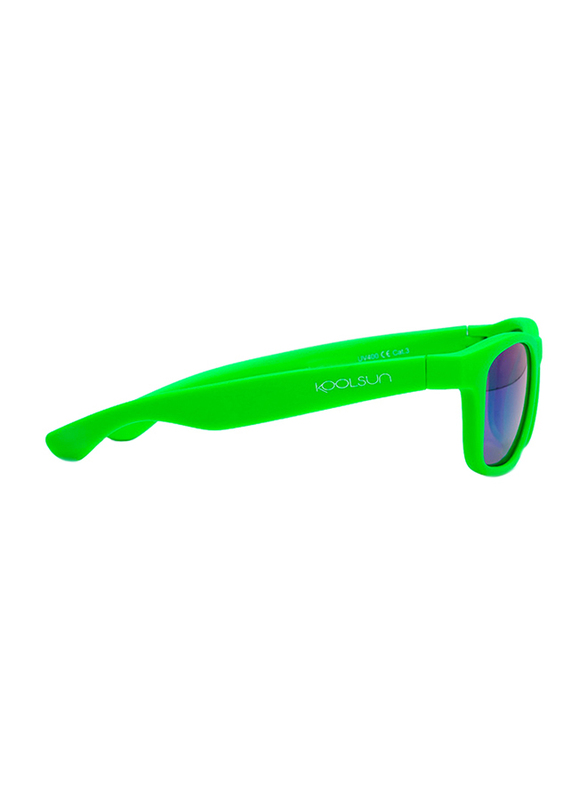 Koolsun Full Rim Wave Sunglasses Kids Unisex, Mirrored Green Lens, KS-WANG001, 1-5 years, Neon Green