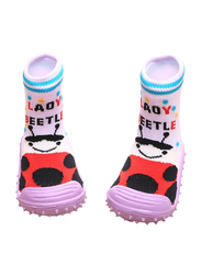 Cool Grip Lady Beetle Baby Shoe Socks Unisex, Size 21, 18-24 Months, Pink
