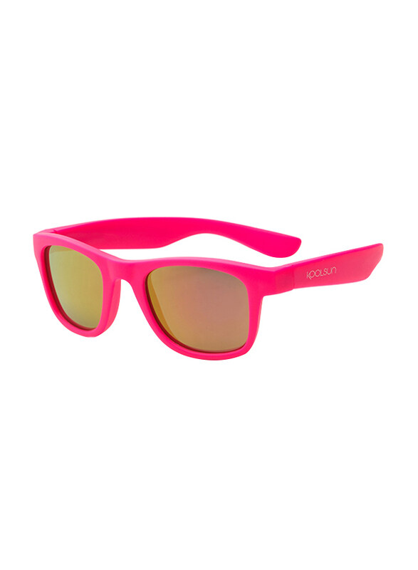 Koolsun Full Rim Wave Sunglasses for Girls, Mirrored Pink Lens, KS-WANP001, 1-5 years, Neon Pink