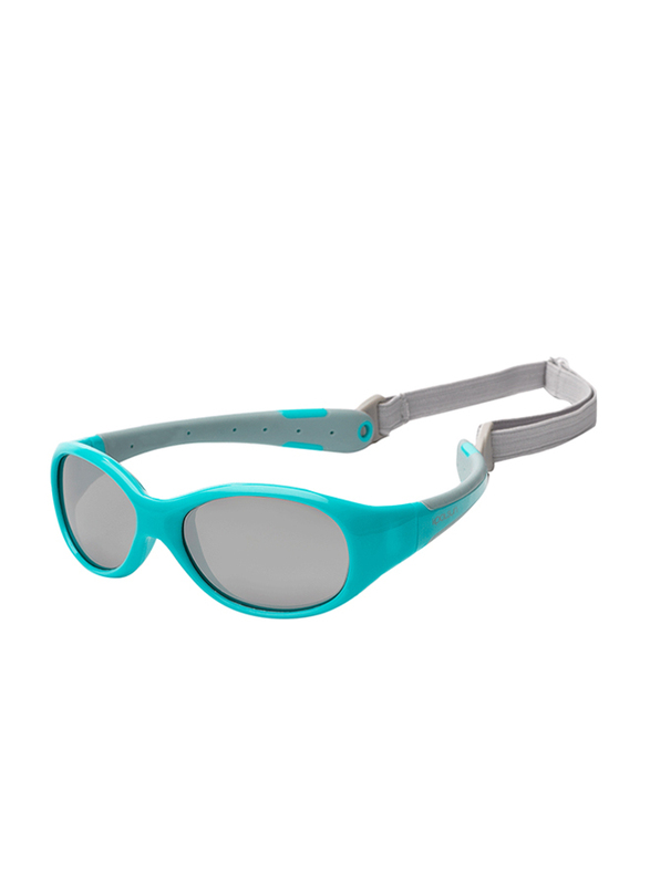 Koolsun Full Rim Flex Sunglasses for Boys, Mirrored Silver Lens, KS-FLAG003, 3-6 years, Aqua/Grey