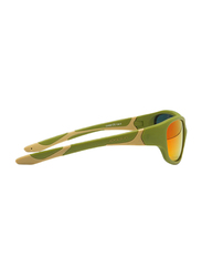 Koolsun Full Rim Sport Sunglasses Kids Unisex, Mirrored Orange Revo Lens, KS-SPOLBR003, 3-8 years, Army Green/Taos Taupe