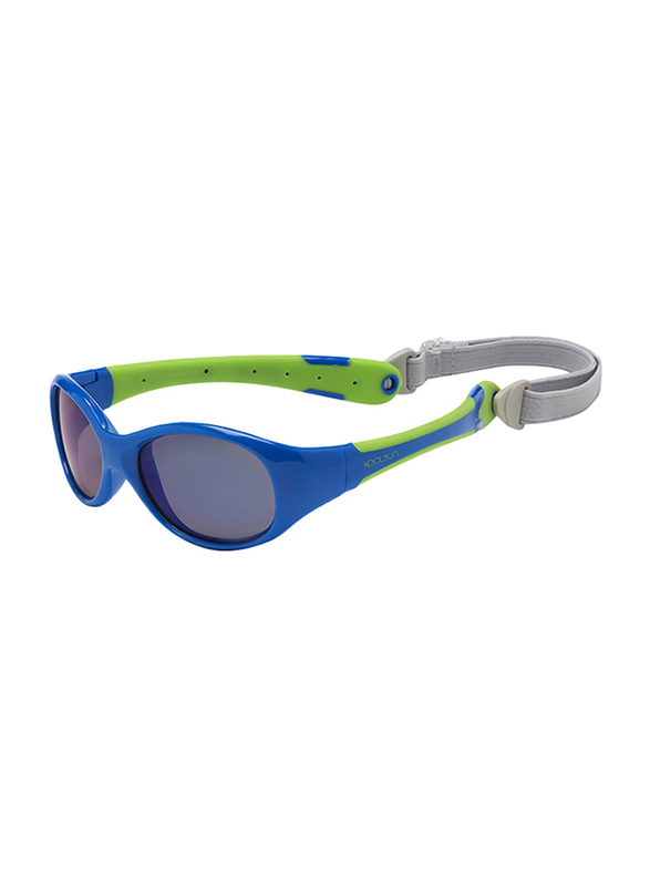 Koolsun Full Rim Flex Sunglasses for Boys, Mirrored Silver Lens, KS-FLBL003, 3-6 years, Blue/Lime