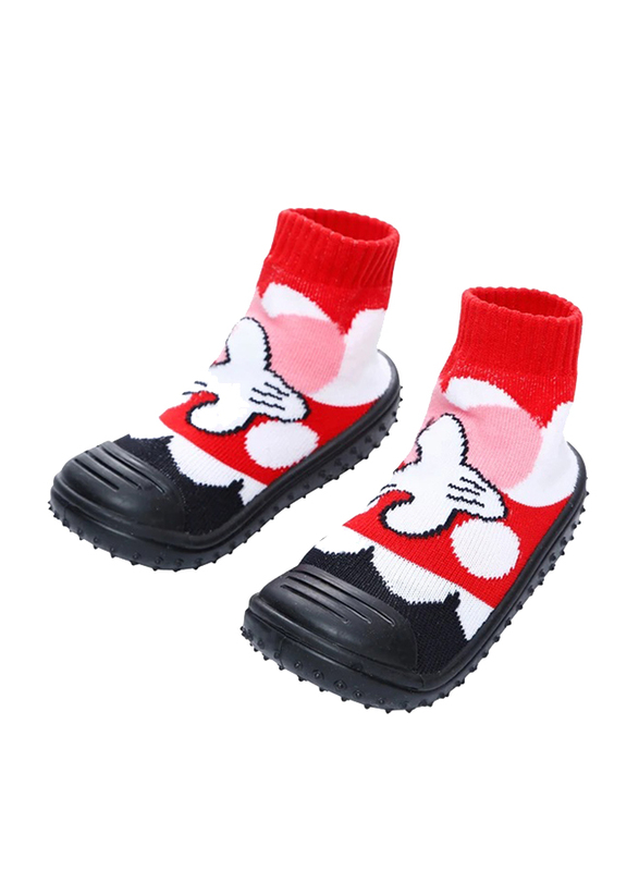 Cool Grip Minnie Mouse Baby Shoe Socks Unisex, Size 19, 9-12 Months, Red
