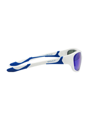 Koolsun Full Rim Sport Sunglasses for Boys, Ice Blue Revo Lens, KS-SPWHSH006, 6-12 years, White/Blue