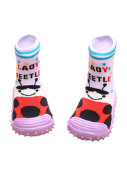 Cool Grip Lady Beetle Baby Shoe Socks Unisex, Size 20, 12-18 Months, Pink