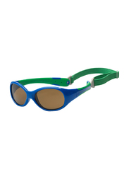 Koolsun Full Rim Flex Sunglasses Kids Unisex, Mirrored Silver Lens, KS-FLRS003, 3-6 years, Royal/Green