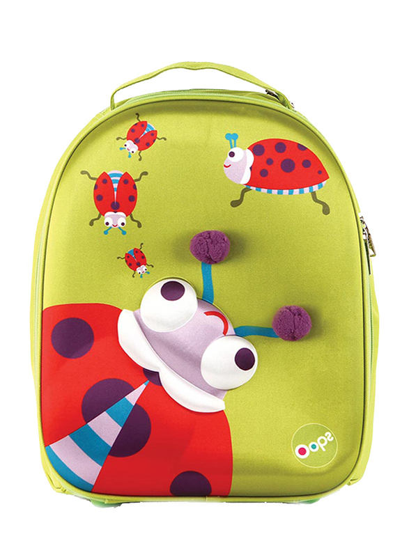 Oops Easy Trolley Bag for Kids, Lucky (Ladybug), Green