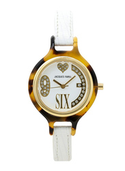 Jacques Farel Analog Watch for Women with Leather Band, FAR1236, White