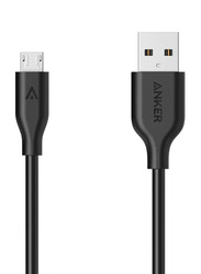 Anker 6-Feet PowerLine Micro-A USB Cable, USB Type-A Male to Micro-A USB for Suitable Devices, AN.A8133H12.BK, Black