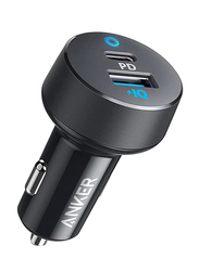 Anker PowerDrive Classic Car Charger with Lightning to USB C Cable, 32W, Black