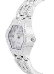 Mon Grandeur Analog Watch for Women with Metal Band and Mother of Pearl Dial, Water Resistant, Crystal Studded, GR-IN62382, Silver