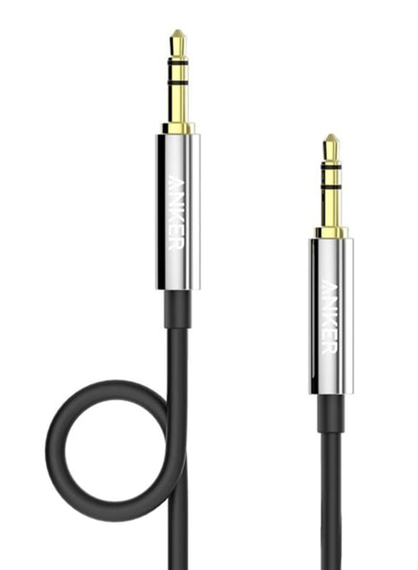 Anker 1.2-Meter 3.5mm Jack Auxiliary Cable, 3.5mm Jack To 3.5mm Jack Audio Cable for Suitable Devices, AN.A7123H12.BK, Black