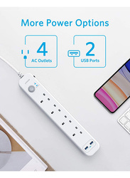 Anker 6-in-1 Universal Premium Surge Protector Charging Station with 2 Meter Cable, A9141, White