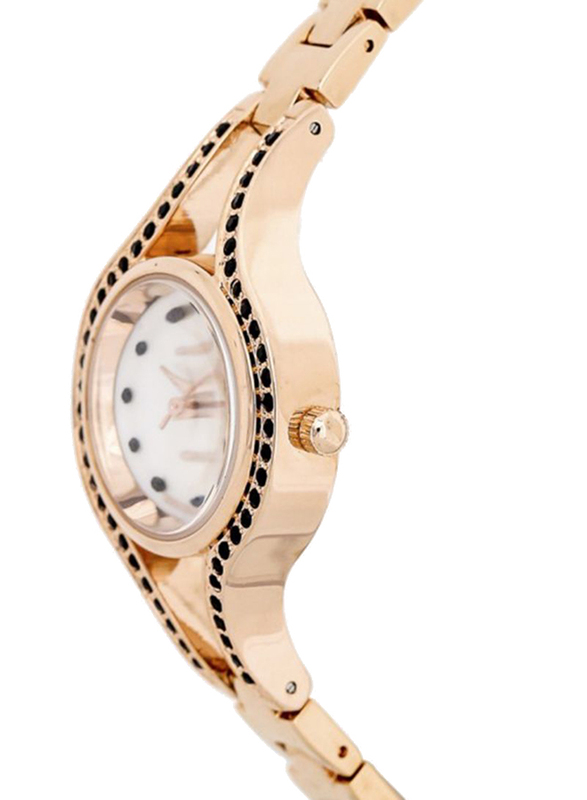 Mon Grandeur Analog Watch for Women with Metal Band, Water Resistant, Stone Studded, GR-IN71205, Rose Gold-Silver