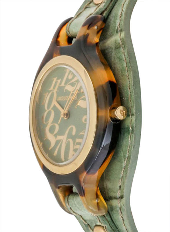 Jacques Farel Analog Watch for Women with Leather Band, FAY9191, Olive-Green