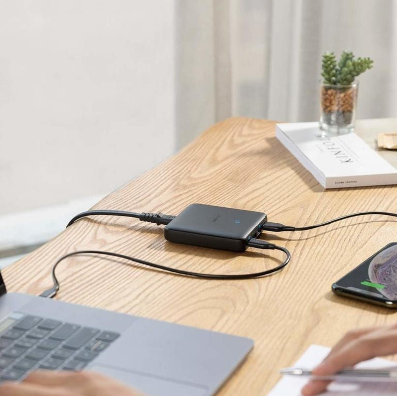 Anker PowerPort Atom III Slim 4-Port High-Speed Charger with USB C and USB A, 65W, Black