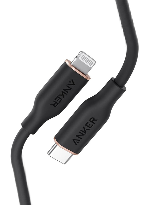 Anker 6-Feet PowerLine III Flow Lightning Cable, USB Type-C to Lightning Connector for Apple iPhone, AN.A8663H11.BK, Black