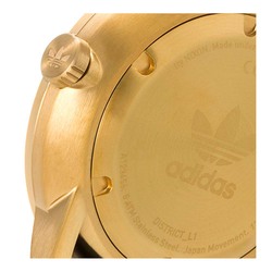 Adidas District L1 Analog Unisex Watch with Leather Band, Water Resistant, Z08-510-00, Black-Gold