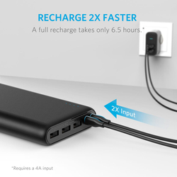 Anker 26800mAh Wired Fast Charging PowerCore Portable Power Bank with Dual Micro-USB Input, Black