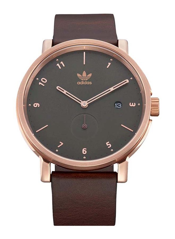 Adidas District LX2 Analog Watch for Men with Leather Band, Water Resistant, Z12-3038-00, Brown