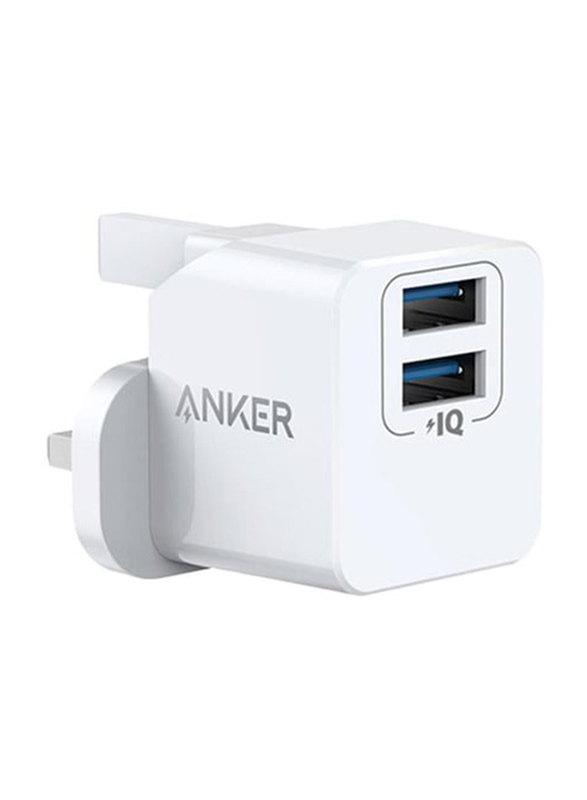 Anker PowerPort Mini Dual Port Wall Charger, 12W, White