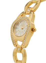 Mon Grandeur Analog Watch for Women with Stainless Steel Band, Water Resistant, HG3793LGW, Gold-White