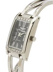 Mon Grandeur Analog Watch for Women with Metal Band, Water Resistant, HG3813LSB, Silver-Black