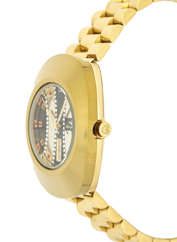 Mon Grandeur Analog Watch for Women with Stainless Steel Band, GR-INRD1608GGGP, Gold-Black
