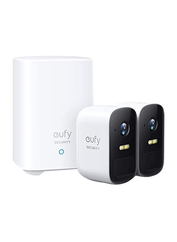 Eufy Cam 2C Wireless Home Security Camera with 180 Days Battery Life, 2 Piece, White/Black