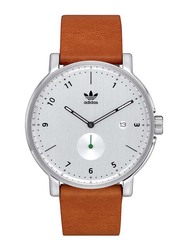 Adidas District LX2 Analog Watch for Men with Leather Band, Water Resistant, Z12-3039-00, Brown-White