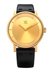 Adidas District L1 Analog Unisex Watch with Leather Band, Water Resistant, Z08-510-00, Black-Gold