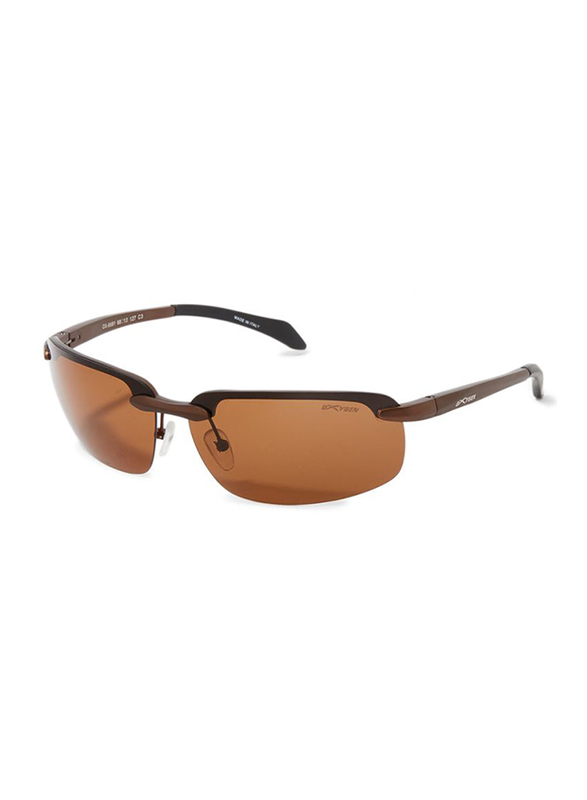 Oxygen Half Rim Sport Sunglasses for Men, Brown Lens, OX8991-C2, 68/13/127