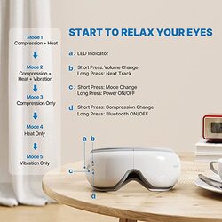 RENPHO Eye Massager with Heat, Air Compression Bluetooth Music Rechargeable Eye Therapy Massager for Relieve Eye Strain Dark Circles Eye Bags Dry Eye Improve Sleep