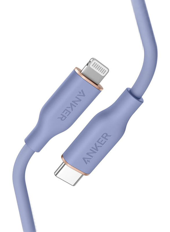 Anker 3-Feet PowerLine III Flow Lightning Cable, USB Type-C to Lightning Connector for Apple iPhone, AN.A8662HQ1.PP, Purple