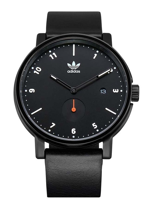Adidas District LX2 Analog Watch for Men with Leather Band, Water Resistant, Z12-3037-00, Black