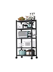 4 Tier Foldable Shelf Unit Storage with Wheel Adjustable, Black