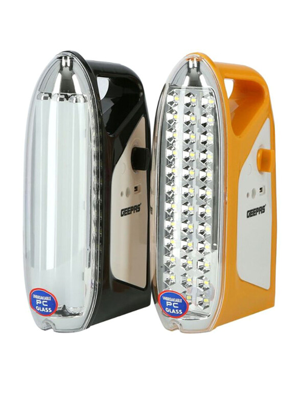 

Geepas 2 In 1 Rechargeable Emergency LED Lantern, 2 Pieces, GE5559N, Yellow/Black