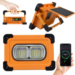 Solar Power Bank and Portable LED Spotlight Flashlight, Orange