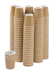50-Piece Disposable Ripple Insulated Paper Coffee Cup Set, Brown