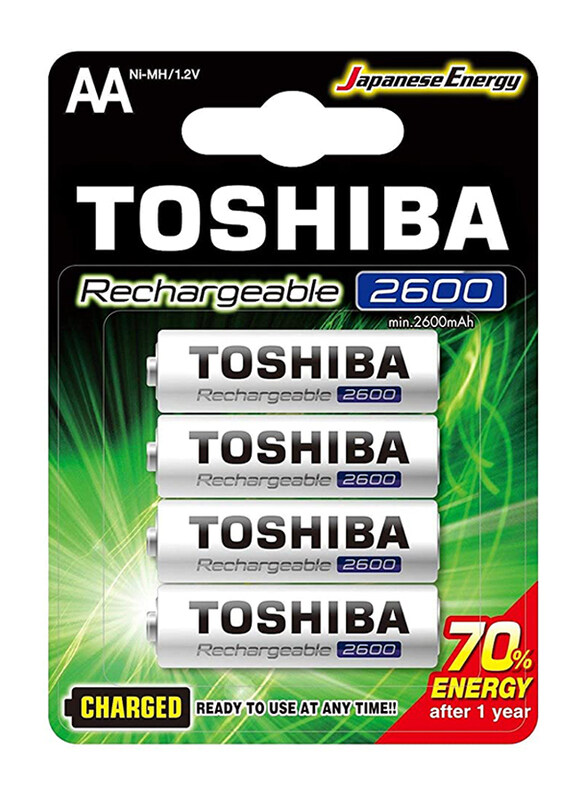

Toshiba AA 2600mAh Rechargeable Batteries, 4-Pieces, White