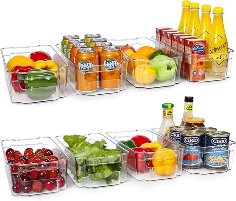 Greenco Refrigerator Organizer Bins, 6 Pieces, Clear