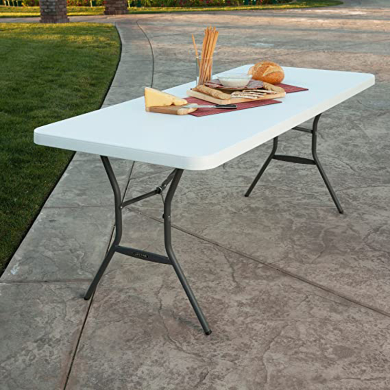 6-Feet Heavy Duty Folding Table with Convenient Carry Handle, White