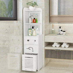 Freestanding Corner Shelf Space Bathroom Storage Cabinet Organizer, White