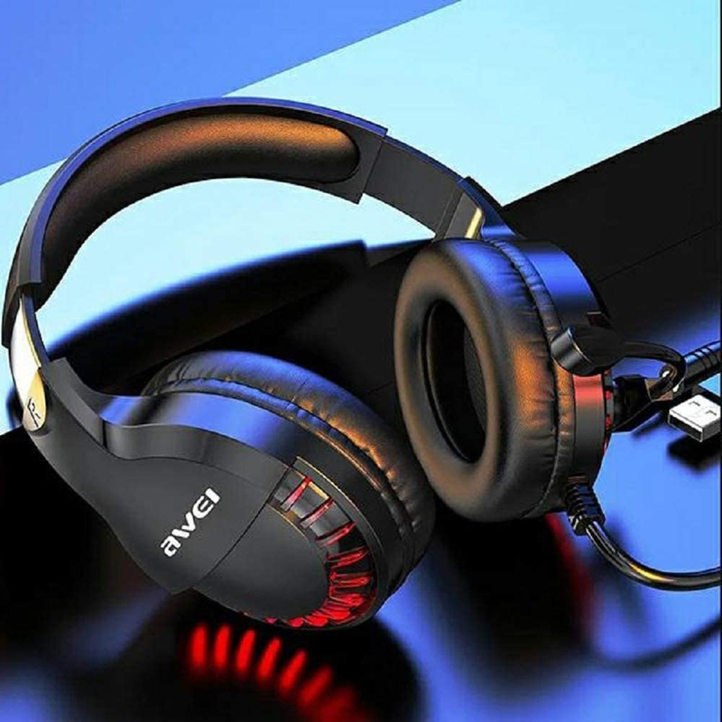 Awei E-Sports Wired Over-Ear Gaming Headset, Black