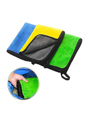 3-Piece Double Sided Microfiber Car Drying Towel, Assorted Colours