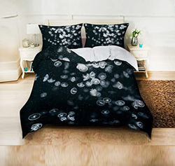 3-Piece 3D Night's Digital Jellyfish Printed Comforter Set, 1 Comforter + 2 Pillow Covers, King, Multicolour