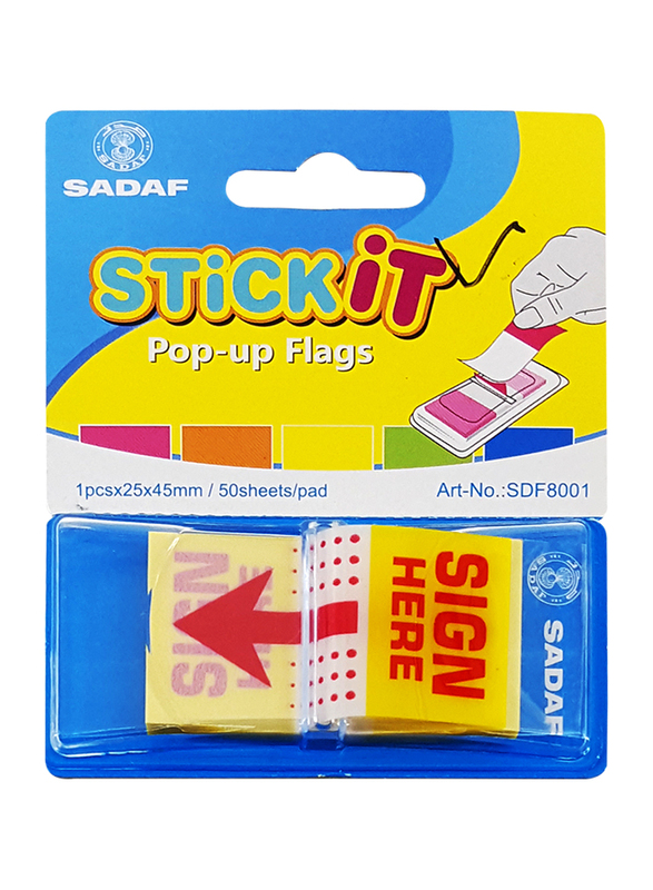 Sadaf PD-85 Stick It Pop-Up Film Index with Printing, 25 x 45mm, 50 Sheets, Multicolour